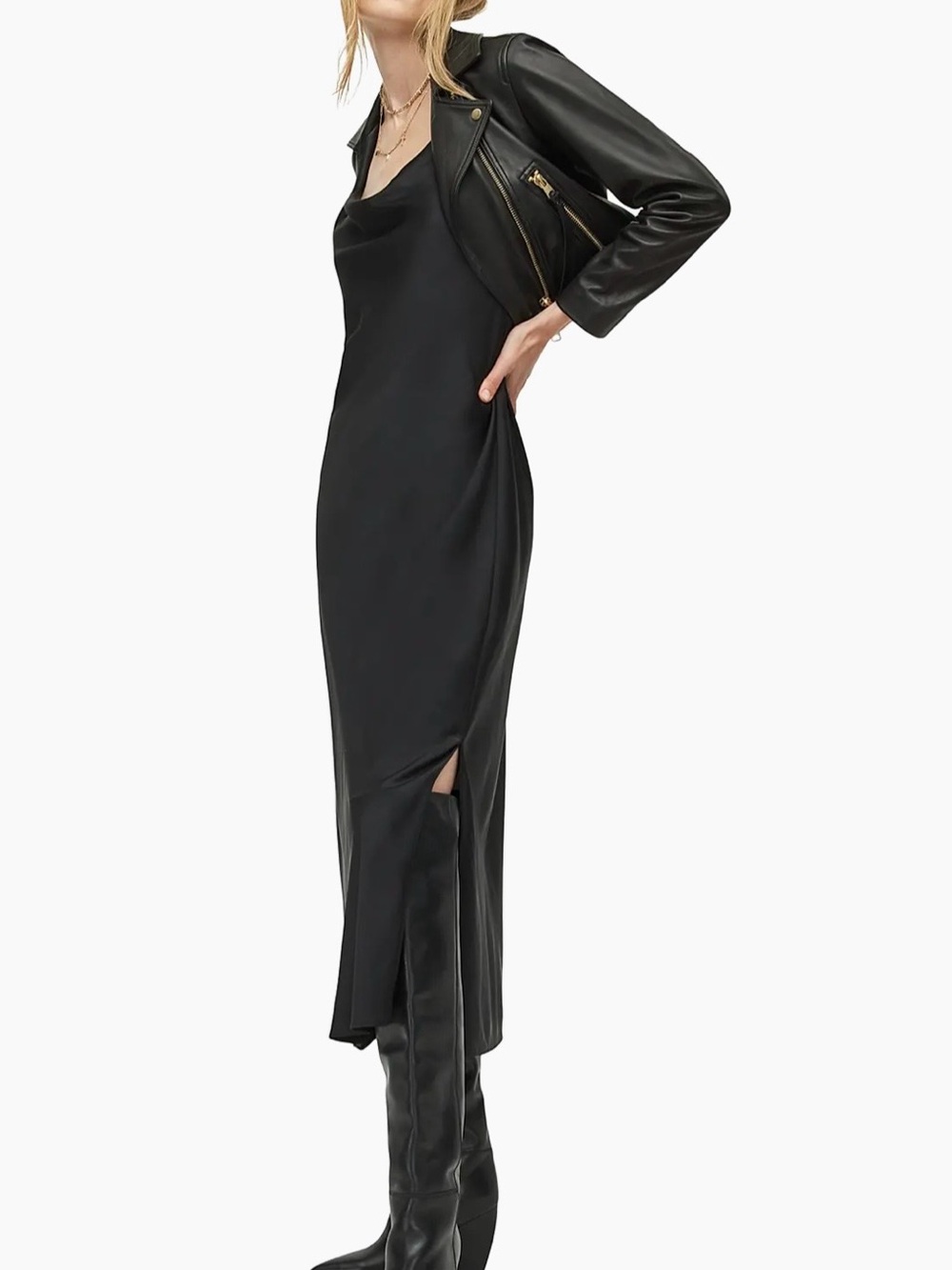 AllSaints Hadley Black Slip Maxi Dress- perfect condition!